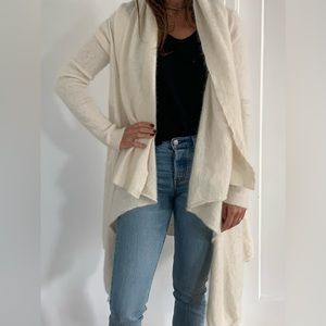 White 70% angora long womens cárdigan